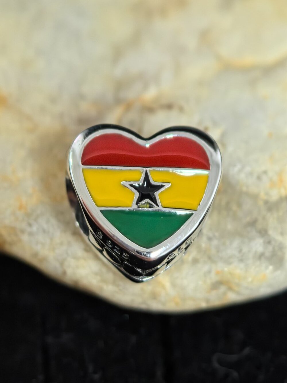 Pandora Ghana Flag Bead Charm Travel Pendant, S925 Silver Jewelry (Women's)